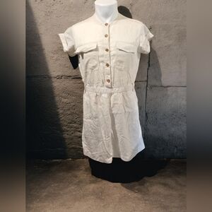 Banana Republic Cream Petite Shirt Dress